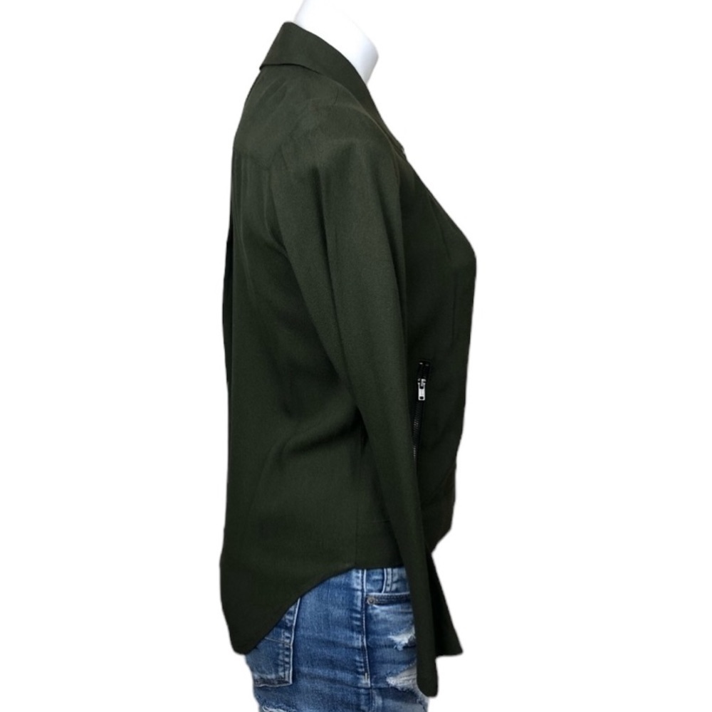 🎁 Ella Moss Stella Moto Jacket in Army Green XS Women’s - Picture 6 of 7
